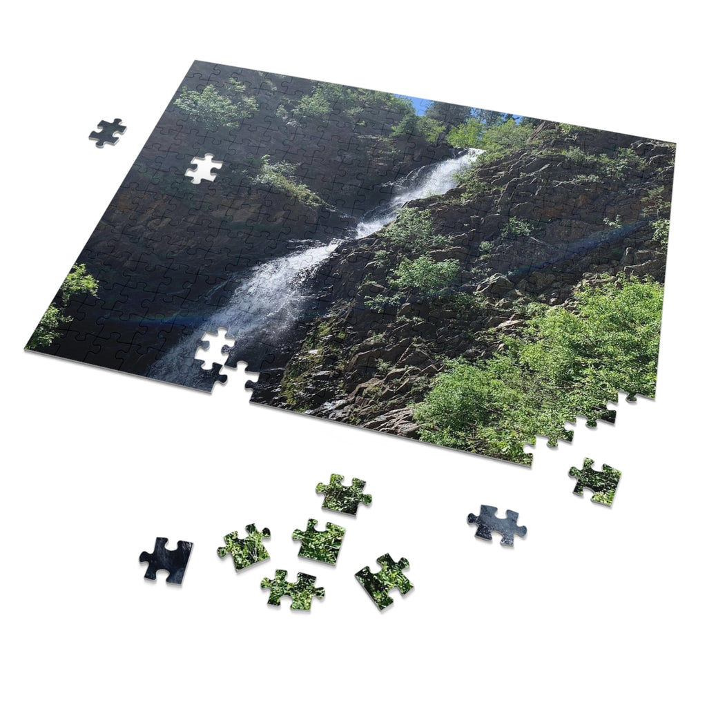 Garden Creek Falls Casper Mountain Jigsaw Puzzle with Tin