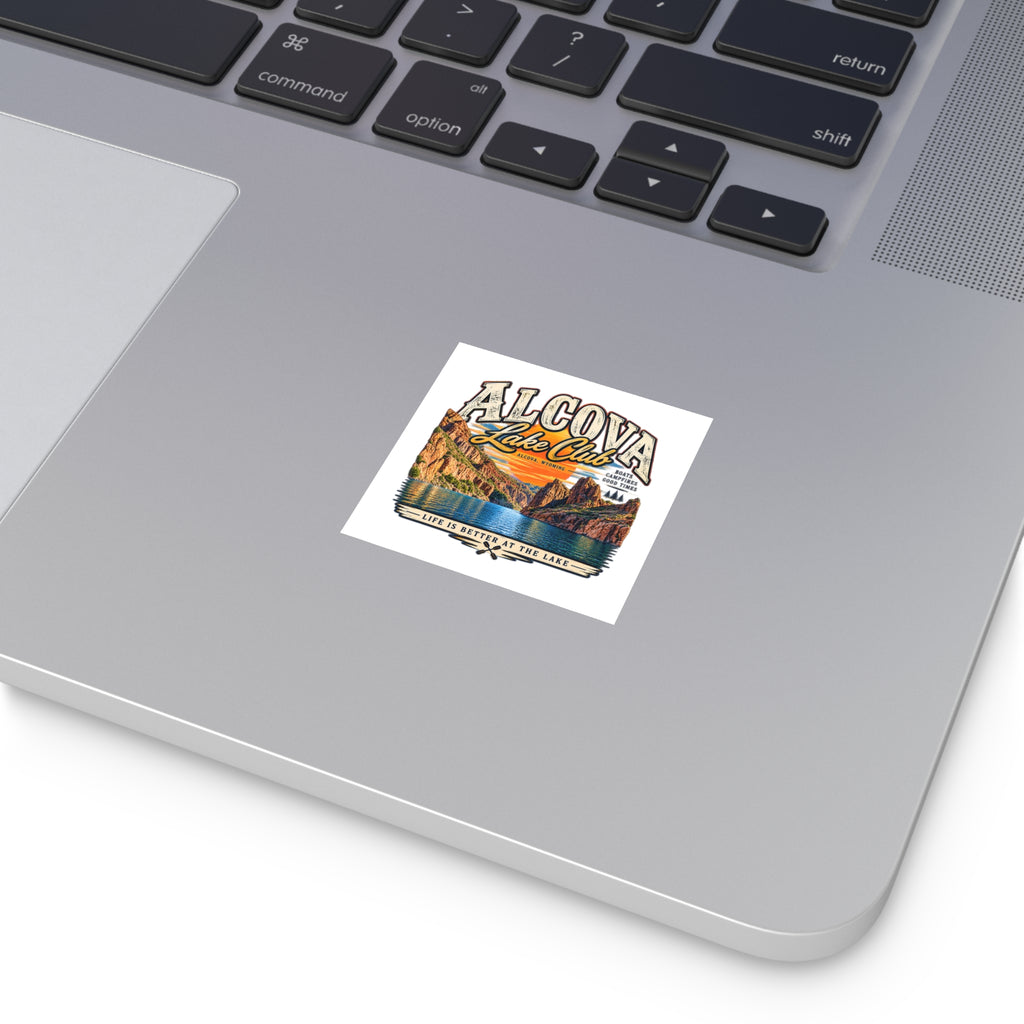 Alcova Lake Club Square Vinyl Sticker — "Life Is Better at the Lake"