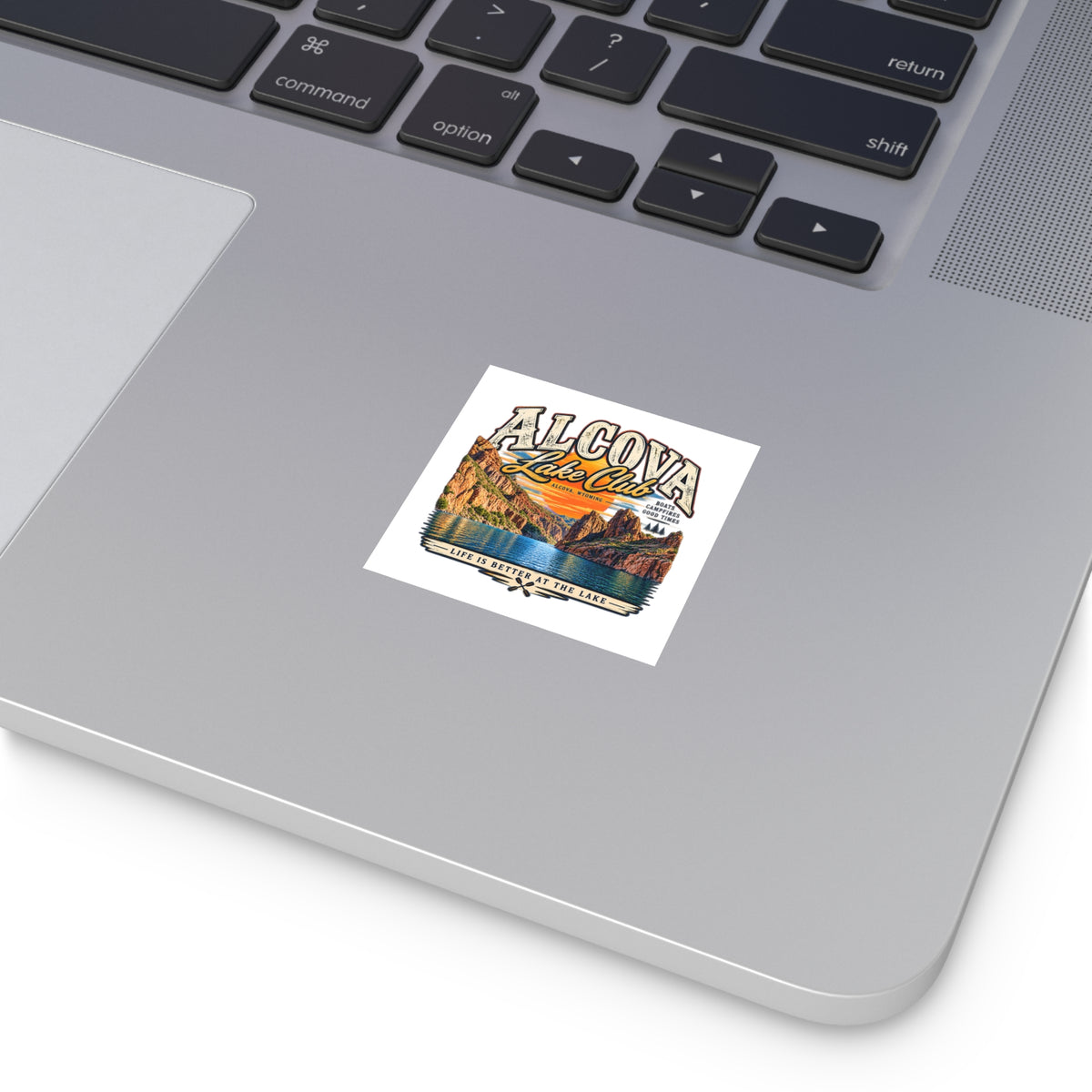 Alcova Lake Club Square Vinyl Sticker — "Life Is Better at the Lake"