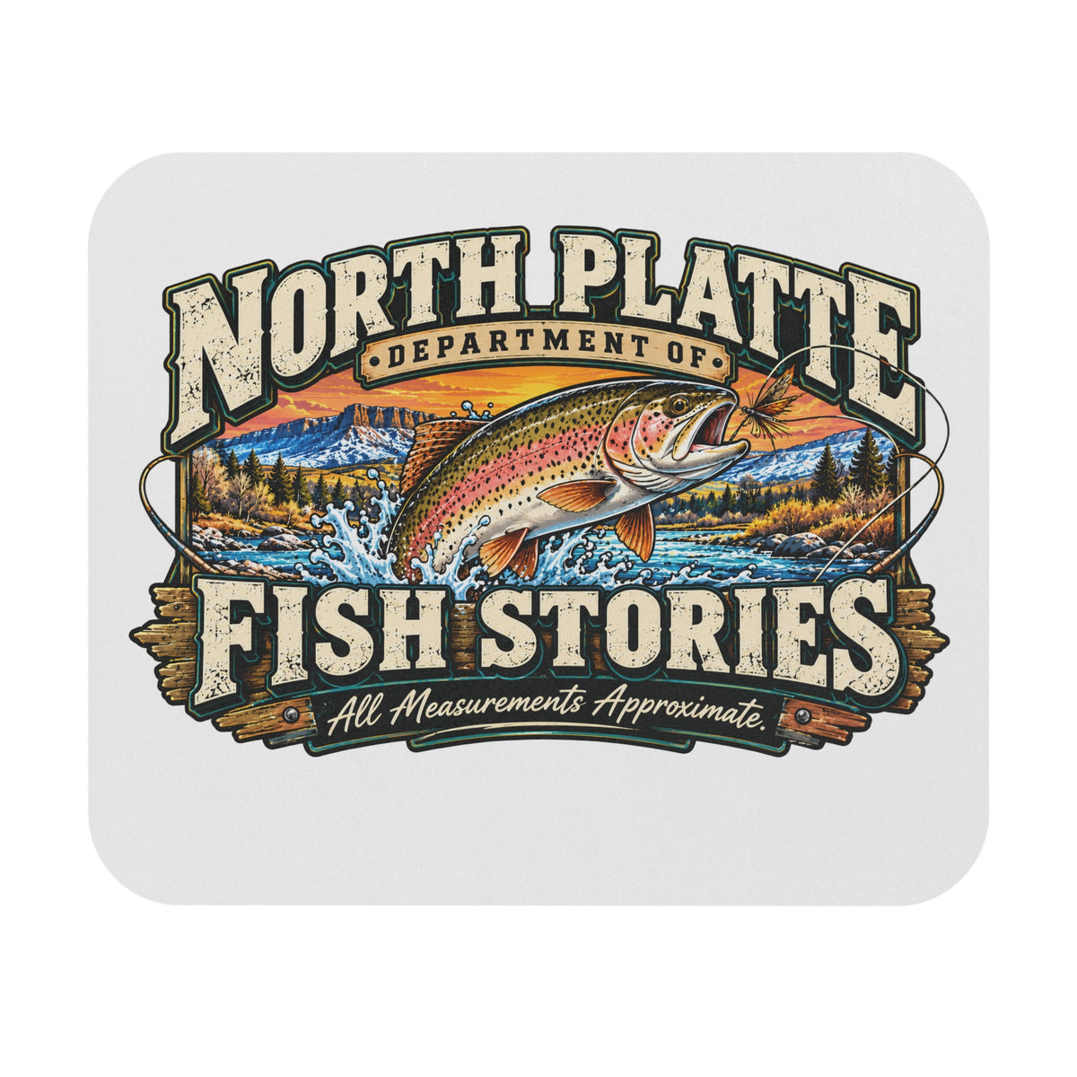 Mouse Pad — North Platte 'Fish Stories' Retro Trout Design