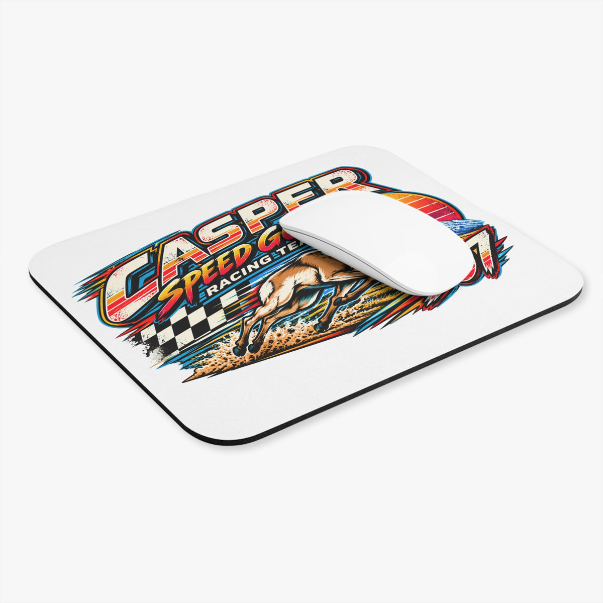Casper Speed Goat Racing Team Mouse Pad — Retro Sunset 307 Design