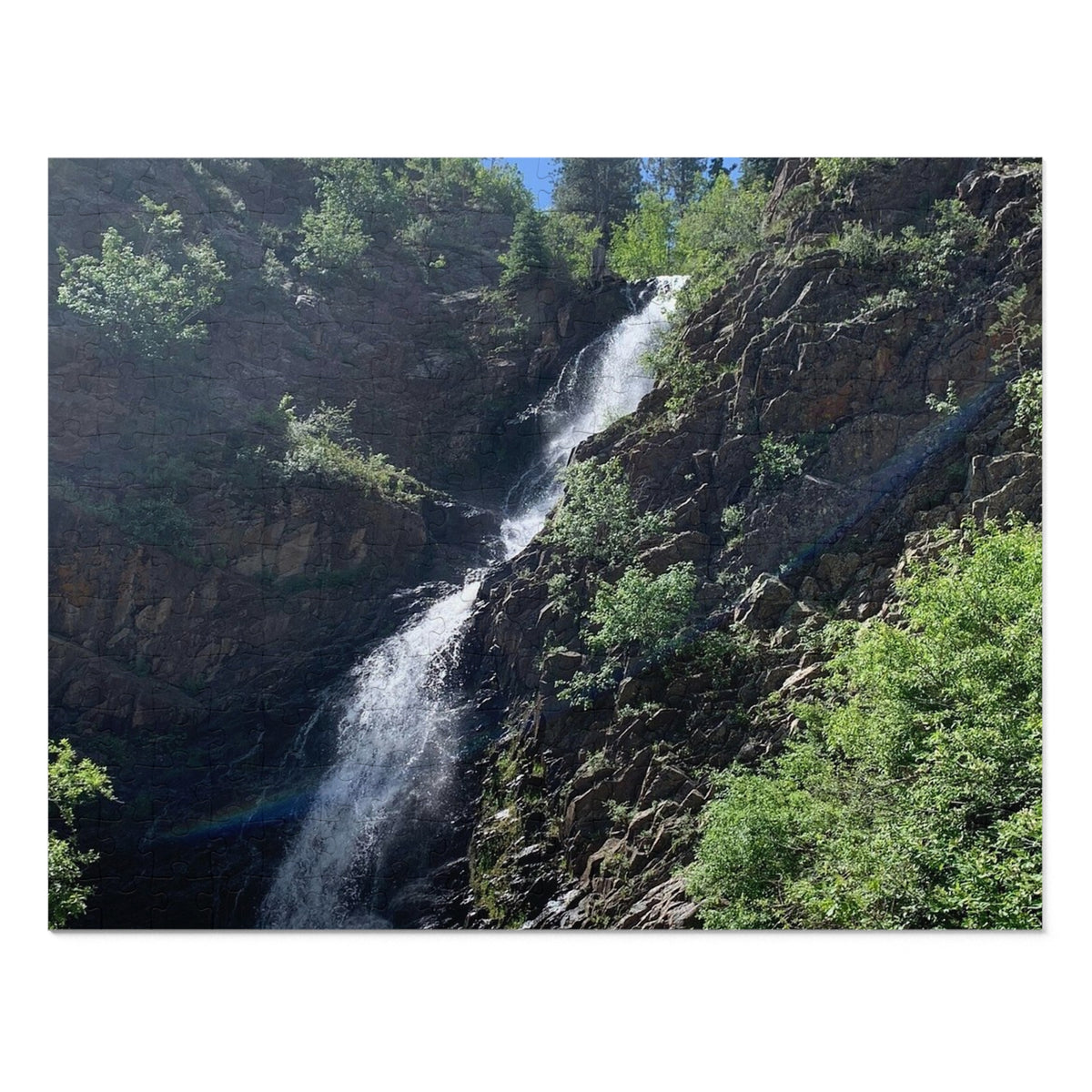Garden Creek Falls Casper Mountain Jigsaw Puzzle with Tin