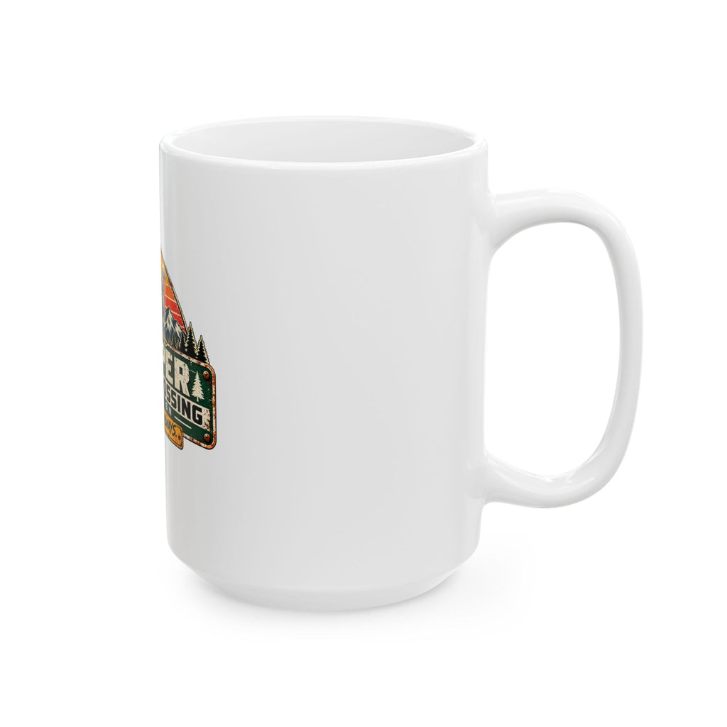 Casper Turkey Crossing Mug — Retro Wildlife Coffee Cup ("Right of Way: Always")
